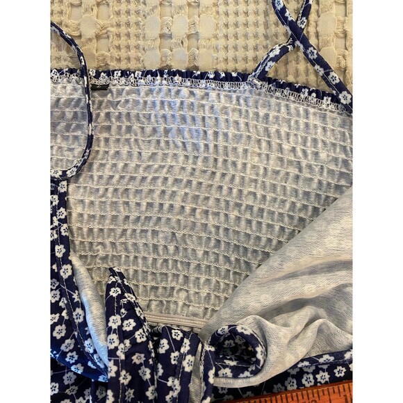 Summer Dress Navy Blue Size Large Spagetti Strap Keyhole  Front Smocking Boho - Picture 8 of 12